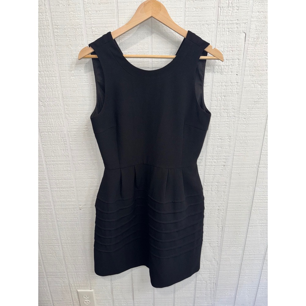 Madewell Sleeveless Tiered Hem Dress Women Black Textured Pockets Size 6